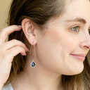  14K Gold or Sterling Silver Montana Blue Glass Gemstone Thread Through Drop Earring Hypoallergenic 