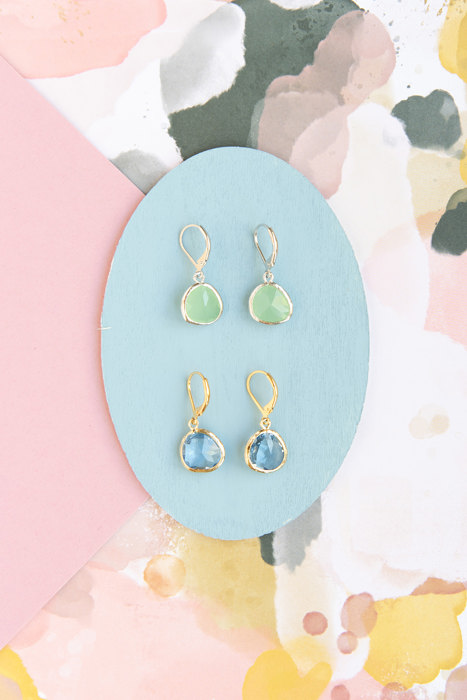 14k Gold or Sterling Silver Emerald Glass Gemstone Leverback Dangle Drop Earring