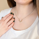  Deer Antler Flowers Charm Necklace Mixed Metal