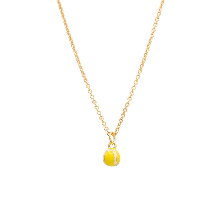 14k Gold Tennis Ball Charm Pendant Necklace Sport Gift Giving