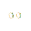  14k Gold Turquoise Stone Huggie Hoop Earring
