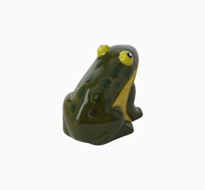 Ceramic Frog Miniature Figurine Whimsical Display Frog Prince