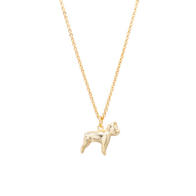 14k Gold Boston Terrier Dog Charm Necklace Animal Pet Gift Giving
