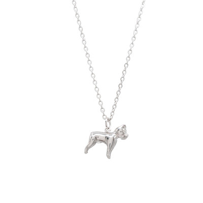 Sterling Silver Boston Terrier Dog Charm Necklace Animal Pet Gift Giving