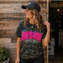 Small God Is Good All The Time Tee | Pink Chenille Faith Shirt | Camo Graphic Tee | Made to Order | Texas Boutique