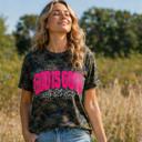 XL God Is Good All The Time Tee | Pink Chenille Faith Shirt | Camo Graphic Tee | Made to Order | Texas Boutique