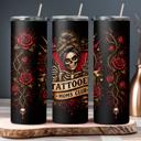  Tattooed Moms Club Tumbler 20oz | Edgy Skull Rose Cup | Cool Mom Gift | Gothic Floral Skinny Tumbler | Matching Shirt Available
