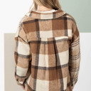 Large Large Beige Plaid Flannel Shacket