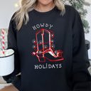 XXL Black Howdy Holidays Christmas Cowboy Boot Sweatshirt With Festive Print And Cozy Winter Warmth