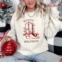 Small Sand Howdy Holidays Christmas Cowboy Boot Western Holiday Spirit Graphic Festive Sweatshirt