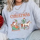 Large Heather Sport Gray Howdy Christmas Santa Cowboy Horse Holiday Western Festive Santa Theme Cozy Sweatshirt