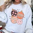 XXXL Ash Light Gray Ho Ho Ho Merry Christmas Retro Vintage Holiday Cheer Edition Deluxe Graphic Sweatshirt