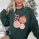 Small Forest Green Ho Ho Ho Merry Christmas Retro Vintage Holiday Cheer Edition Deluxe Graphic Sweatshirt