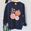 Small Navy Ho Ho Ho Merry Christmas Retro Vintage Holiday Cheer Edition Deluxe Graphic Sweatshirt