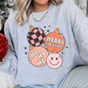 XXL Heather Sport Gray Ho Ho Ho Merry Christmas Retro Vintage Holiday Cheer Edition Deluxe Graphic Sweatshirt