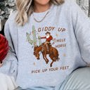 XL Heather Sport Gray Giddy Up Jingle Horse Cowboy Western Rodeo Cozy Graphic Warm Lined Fleece Edition Sweatshirt
