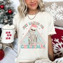  Just Waiting For Christmas Skeleton Retro Classic Graphic Artwork Comfort Colors Tee