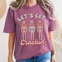 XL Berry Red Let's Get Cracking Nutcracker Christmas Retro Holiday Cheer Vintage Vibe Edition Comfort Colors Tee