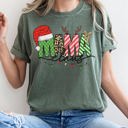 XXL Moss Dark Green Mama Claus Santa Plaid Leopard Print Christmas Festive Pattern Comfort Colors Tee