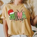 XXL Mustard Mama Claus Santa Plaid Leopard Print Christmas Festive Pattern Comfort Colors Tee