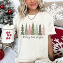  Merry and Bright Christmas Trees, Snowflakes, Stars, Decorations Comfort Colors Tee