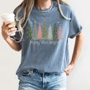 XL Blue Jean Merry and Bright Christmas Trees, Snowflakes, Stars, Decorations Comfort Colors Tee