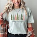 XXXL Bay Light Sage Merry and Bright Christmas Trees, Snowflakes, Stars, Decorations Comfort Colors Tee