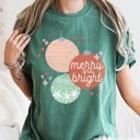 XL Blue Spruce Green Merry And Bright Pastel Christmas Ornaments Holiday Ornament Pattern Comfort Colors Tee