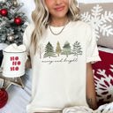 Small Ivory Cream Merry And Bright Watercolor Trees Christmas Illustration Holiday Edition Comfort Colors Tee