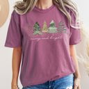XL Berry Red Merry And Bright Watercolor Trees Christmas Illustration Holiday Edition Comfort Colors Tee