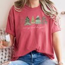 XXL Crimson Red Merry And Bright Watercolor Trees Christmas Illustration Holiday Edition Comfort Colors Tee