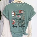 XXXL Light Green Merry Christmas Doodles Santa Stockings Tree Retro Holiday Edition Comfort Colors Tee
