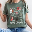 Medium Moss Dark Green Merry Christmas Doodles Santa Stockings Tree Retro Holiday Edition Comfort Colors Tee