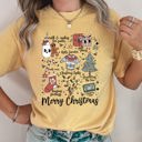 XXL Mustard Merry Christmas Doodles Santa Stockings Tree Retro Holiday Edition Comfort Colors Tee