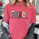 Small Crimson Red Merry Christmas Santa Claus Festive Holiday Greeting For Seasonal Gatherings And Family Photos Comfort Colors Tee