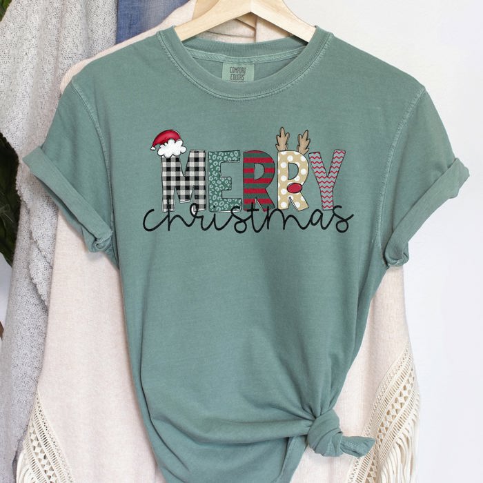 Merry Christmas Santa Claus Festive Holiday Greeting For Seasonal Gatherings And Family Photos Comfort Colors Tee