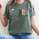 Medium Moss Dark Green Merry Christmas Santa Claus Festive Holiday Greeting For Seasonal Gatherings And Family Photos Comfort Colors Tee