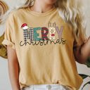 Large Mustard Merry Christmas Santa Claus Festive Holiday Greeting For Seasonal Gatherings And Family Photos Comfort Colors Tee