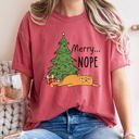  Merry Nope Funny Cat Christmas Holiday Laughs Edition For Cat Lovers And Cozy Season Wear Comfort Colors Tee