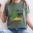  Merry Nope Funny Cat Christmas Holiday Laughs Edition For Cat Lovers And Cozy Season Wear Comfort Colors Tee