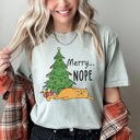 XXL Bay Light Sage Merry Nope Funny Cat Christmas Holiday Laughs Edition For Cat Lovers And Cozy Season Wear Comfort Colors Tee