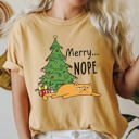 XXXL Mustard Merry Nope Funny Cat Christmas Holiday Laughs Edition For Cat Lovers And Cozy Season Wear Comfort Colors Tee