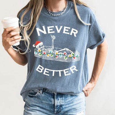 Never Better Christmas Skeleton Retro Vintage Holiday Cheer Edition Comfort Colors Tee
