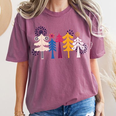 Noel Folk Art Christmas Snowflakes Nordic Winter Decor Inspired Vintage Style Warmth Comfort Colors Tee
