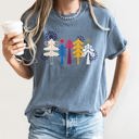 XXL Blue Jean Noel Folk Art Christmas Snowflakes Nordic Winter Decor Inspired Vintage Style Warmth Comfort Colors Tee