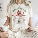  North Pole Candy Company Christmas Retro Sign Nostalgic Holiday Storefront Display Comfort Colors Tee