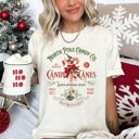  North Pole Candy Company Christmas Retro Sign Nostalgic Holiday Storefront Display Comfort Colors Tee