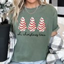 XL Moss Dark Green Oh Christmas Tree, Snack, Little Debbie Nostalgic Holiday Treats Comfort Colors Tee