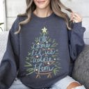 XXXL Dark Gray Heather Oh Come Let Us Adore Him Christmas Carol Religious Holiday Vintage Script Sweatshirt