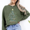 Medium Military Green Oh Come Let Us Adore Him Christmas Carol Religious Holiday Vintage Script Sweatshirt